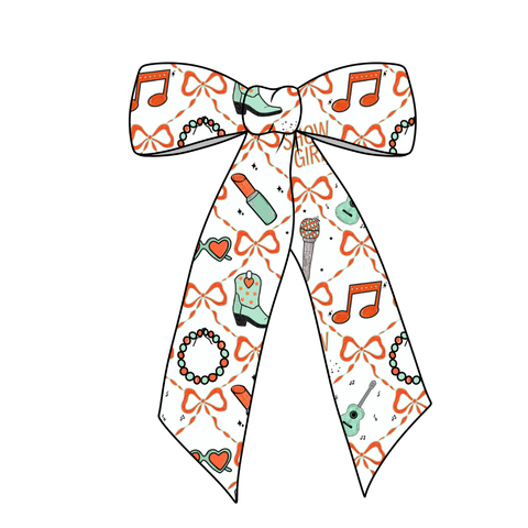Showgirl Music Long Tail Fabric Bow