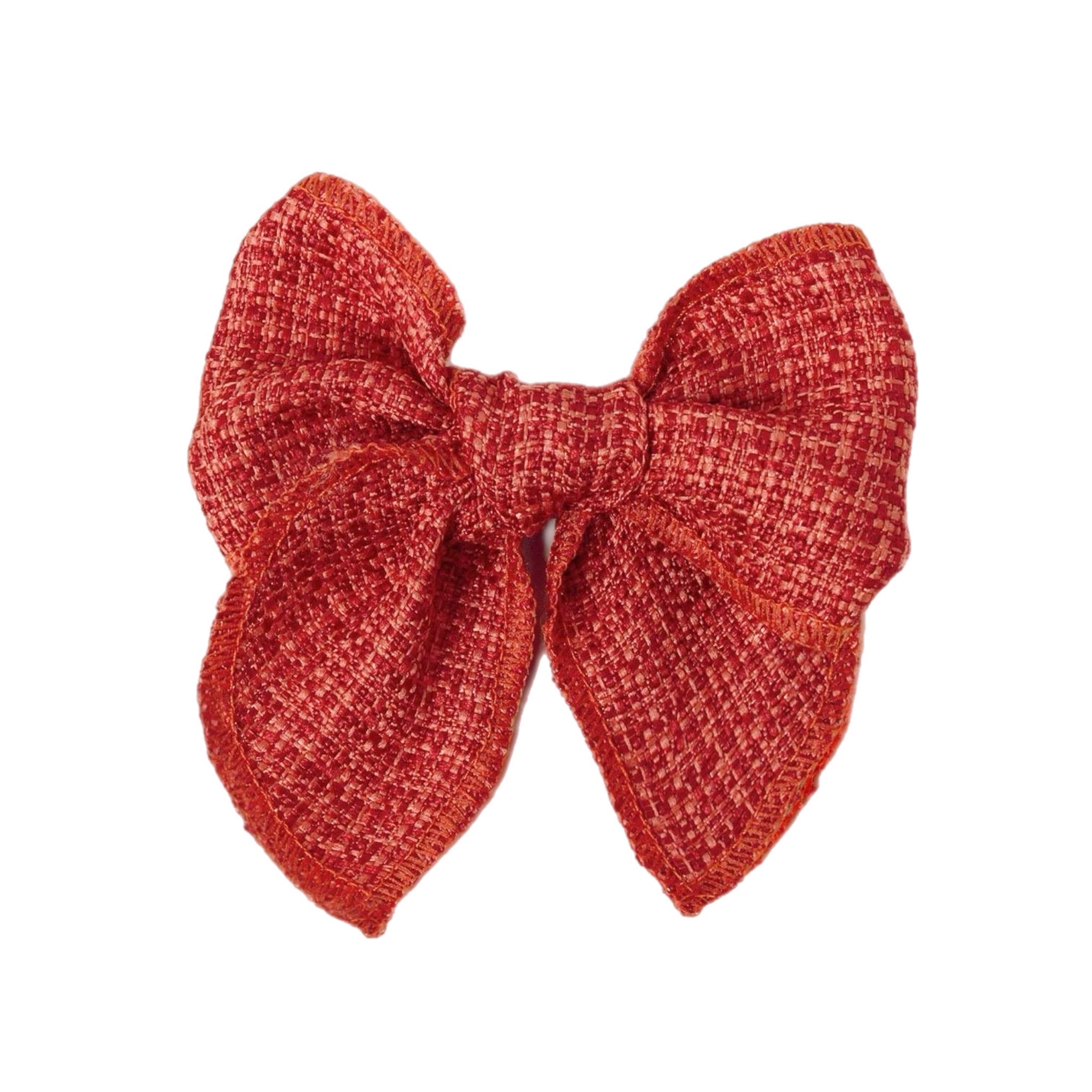 4.5" Red Pre-Tied Tweed Like Bow