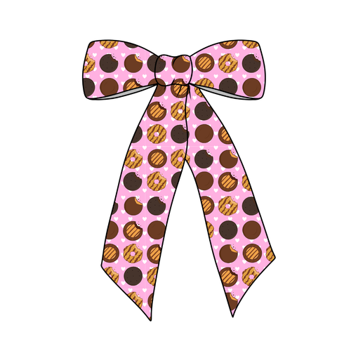 Pink Girl Scout Cookies Long Tail Fabric Bow