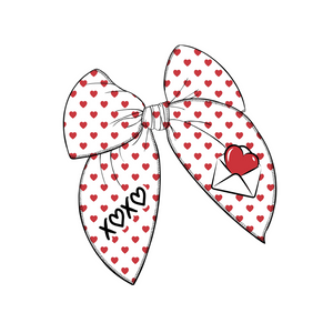 Red Heart XOXO Patch Like Large Serged Edge Pre-Tied Fabric Bow