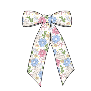 (Pre-Order) Bunny Floral Long Tail Fabric Bow