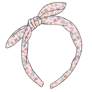 Spring Bunny Hand Tied Knotted Bow Headband