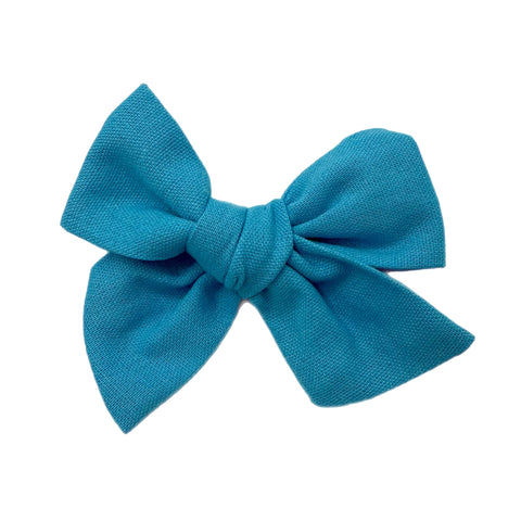 Carolina Blue Linen 5" Pre-Tied Fabric Bow