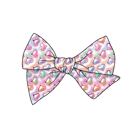 Valentine Hearts 5" Pre-Tied Fabric Bow
