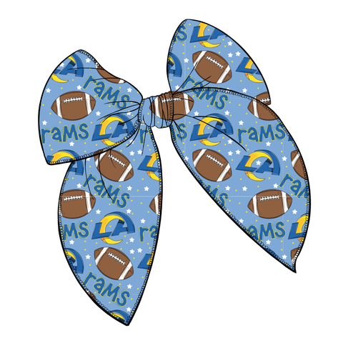 Rams Large Serged Edge Pre-Tied Fabric Bow