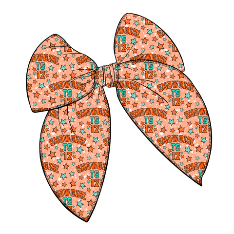 TS 12 Showgirl Large Serged Edge Pre-Tied Fabric Bow