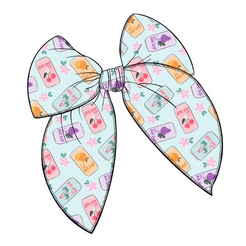 Girly Pop Large Serged Edge Pre-Tied Fabric Bow