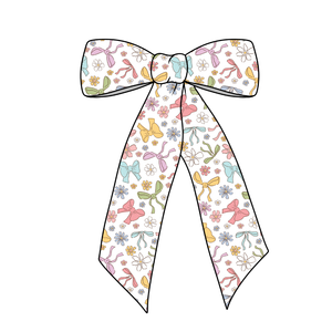 (Pre-Order)  Colorful Coquette Bows Long Tail Fabric Bow