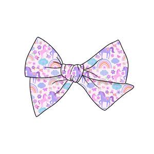 Magical Unicorn 5" Pre-Tied Fabric Bow