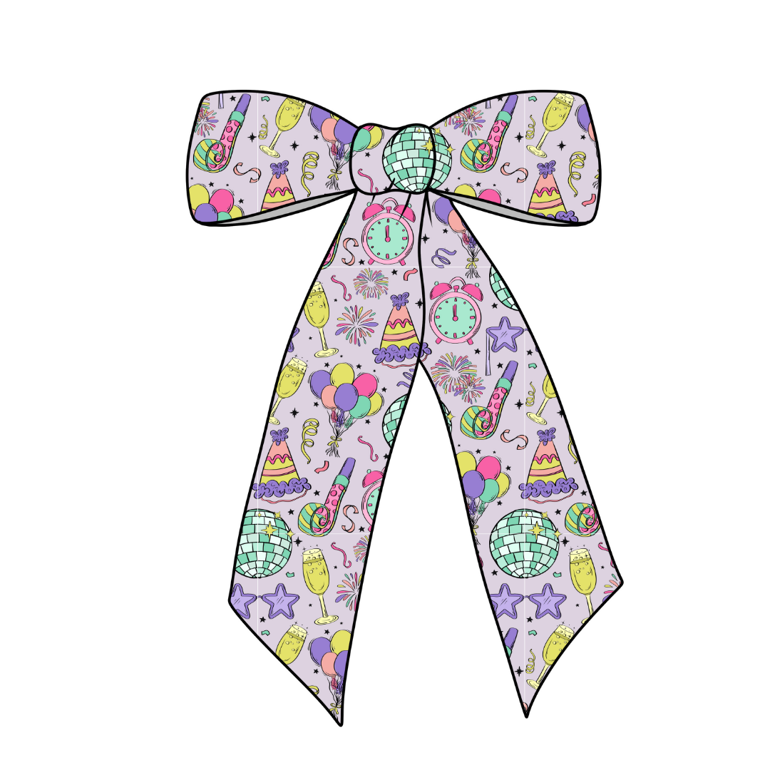 (Pre-Order) New Years Long Tail Fabric Bow