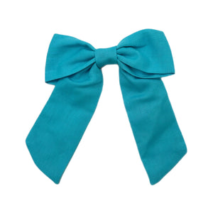 Sky Blue Long Tail Linen Bow