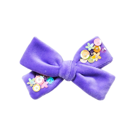 Purple Velvet Sequin Bow (2 sides)