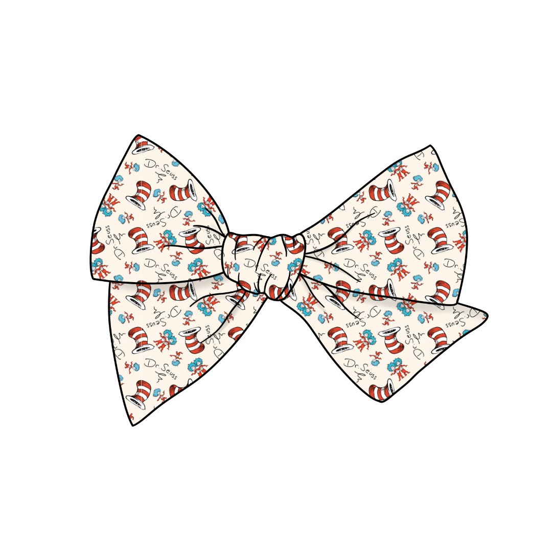 Seuss & Twins 5" Pre-Tied Fabric Bow