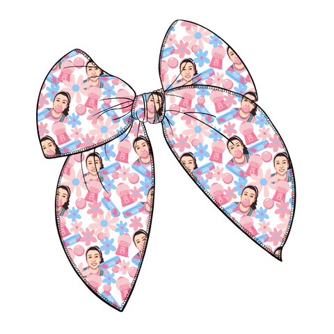 Bubblegum Song Large Serged Edge Pre-Tied Fabric Bow
