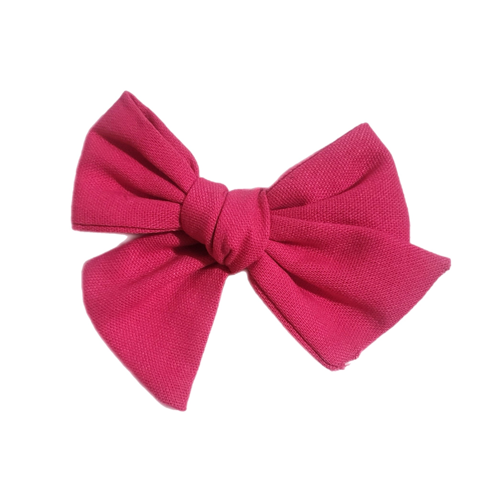 Bright Pink Linen 5" Pre-Tied Fabric Bow