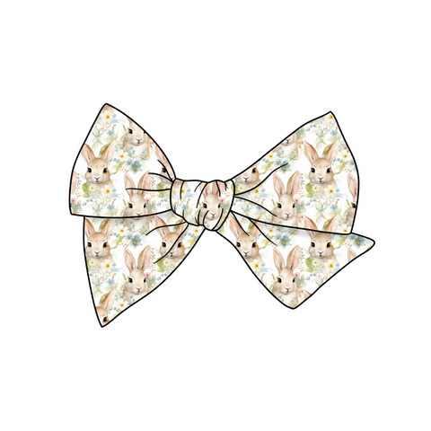 Elegant Bunny Floral 5" Pre-Tied Fabric Bow