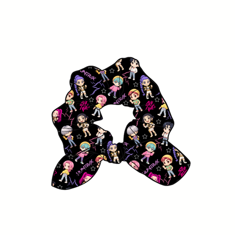 Huntrix Saja Boys Hand Tied  Knotted Bow Scrunchie