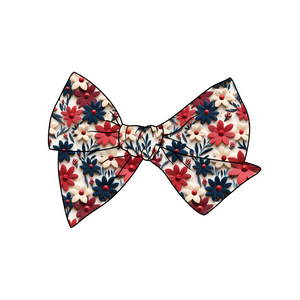 Red White and Bloom 5" Pre-Tied Fabric Bow