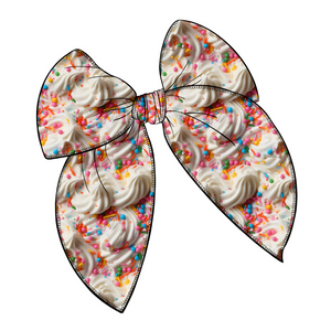 Icing & Sprinkles Large Serged Edge Pre-Tied Fabric Bow