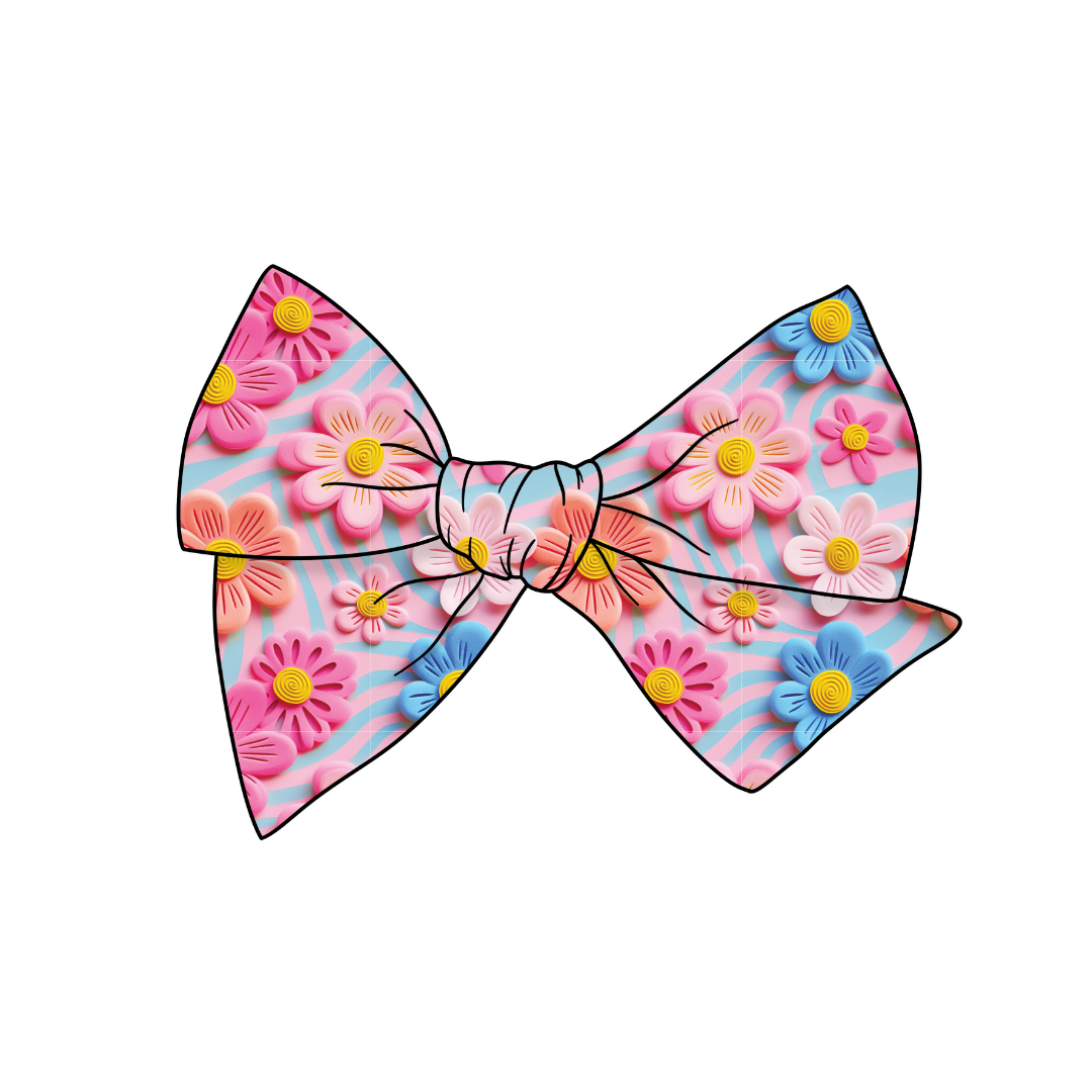 Sweet Summer Blooms 5" Pre-Tied Fabric Bow