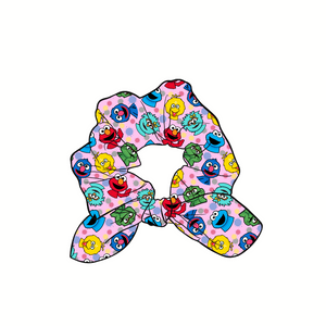 Sesame Street Hand Tied  Knotted Bow Scrunchie