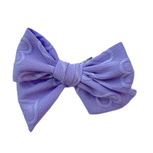 (Pre-Order) Purple Embossed Hearts 5" Pre-Tied Fabric Bow