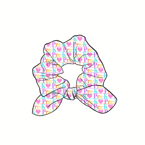 Pre-K Hand Tied  Knotted Bow Scrunchie