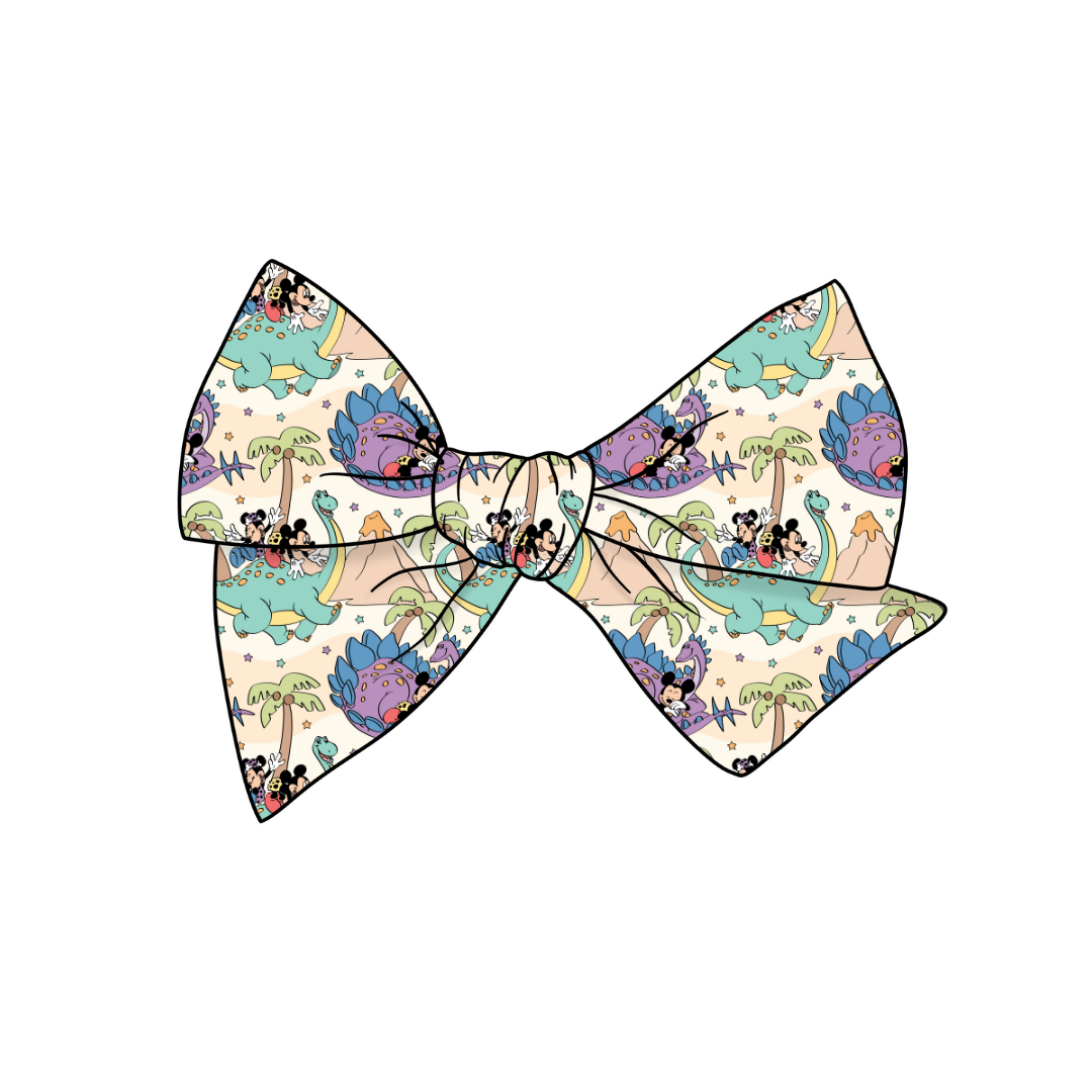 Magical Dinos 5" Pre-Tied Fabric Bow