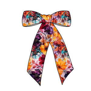 Alcohol Ink Floral Long Tail Fabric Bow