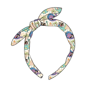 Magical Dino-Land Hand Tied Knotted Bow Headband
