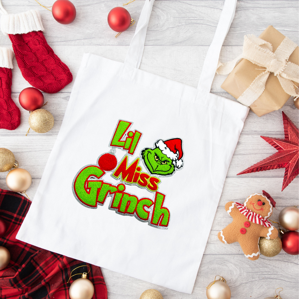 Lil Miss Grinch Chenille Iron On Patch