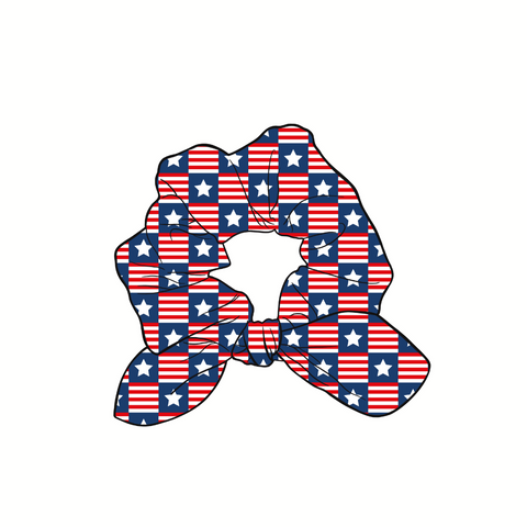 American Spirit Hand Tied  Knotted Bow Scrunchie