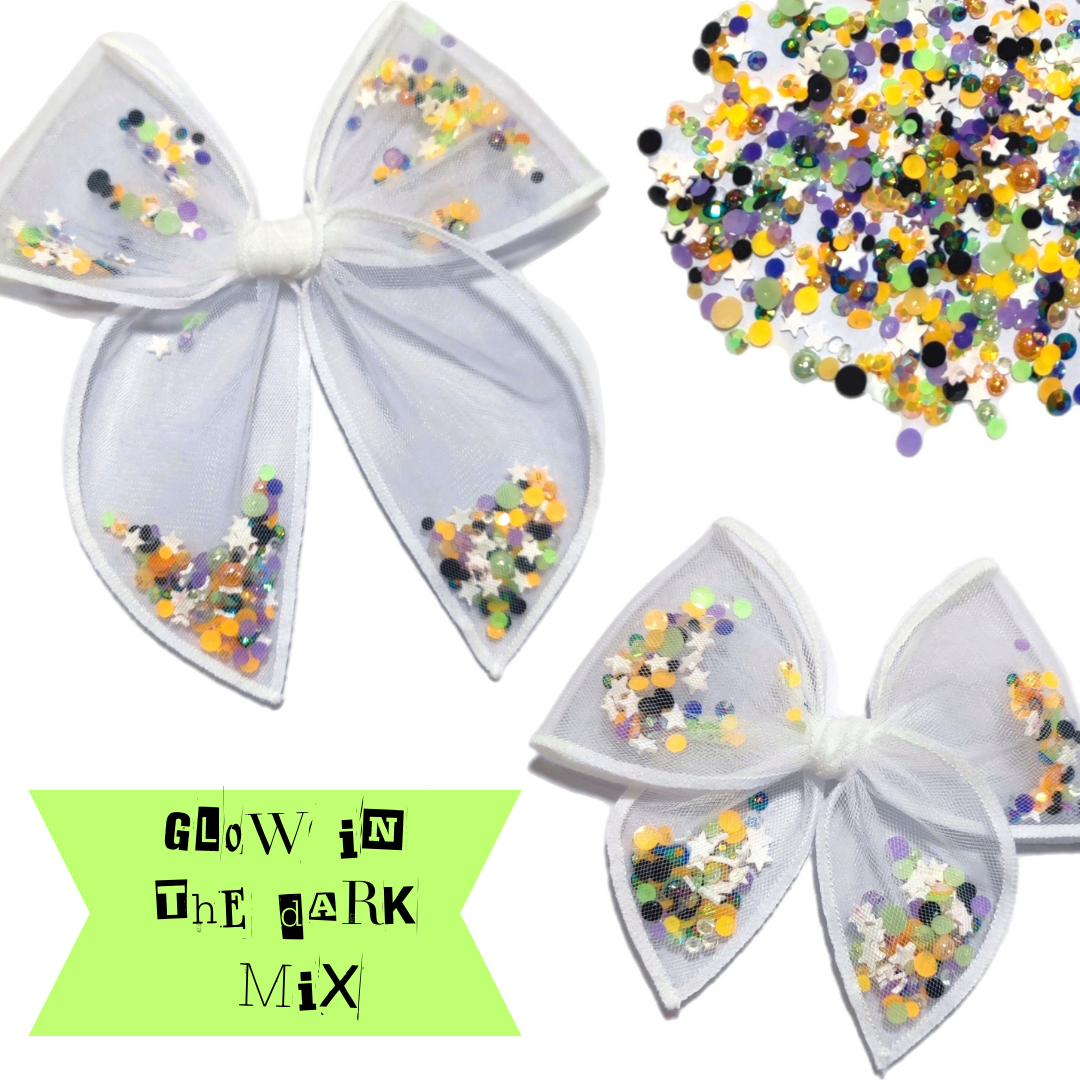 GLOW IN THE DARK Treat Fest Serged Edge Shaker Bow