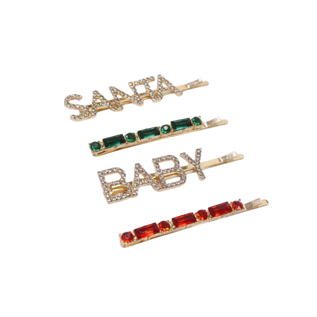 Set of 4 Santa Baby Bobby Pins