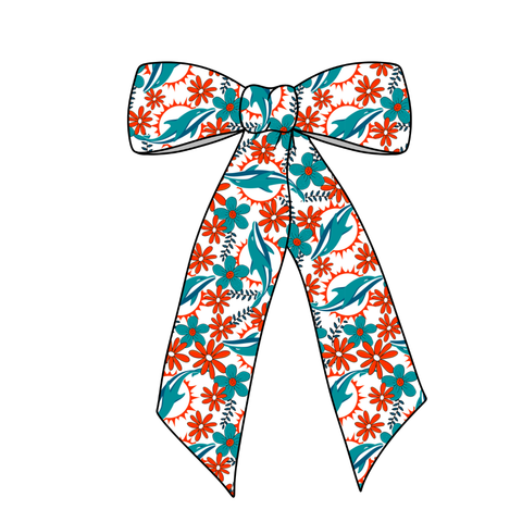 Miami Dolphins Long Tail Fabric Bow