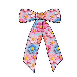 Sweet Summer Blooms Long Tail Fabric Bow