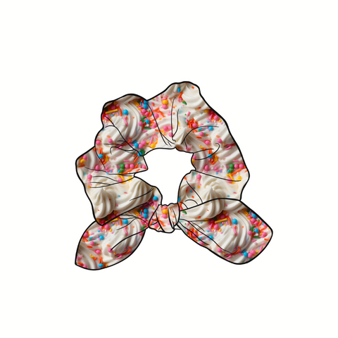 Icing & Sprinkles Hand Tied  Knotted Bow Scrunchie