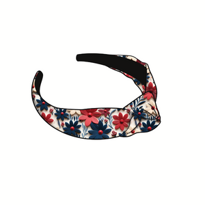 Red White and Bloom Knotted Headband