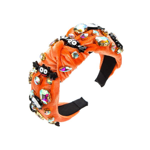 (Pre-Order) Halloween Orange Velvet Luxury Knotted Headband