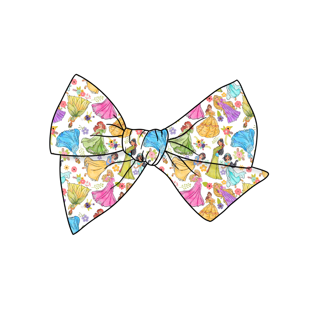 Magical Princesses 5" Pre-Tied Fabric Bow