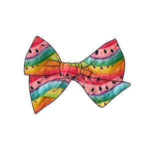 Watermelon Waves 5" Pre-Tied Fabric Bow