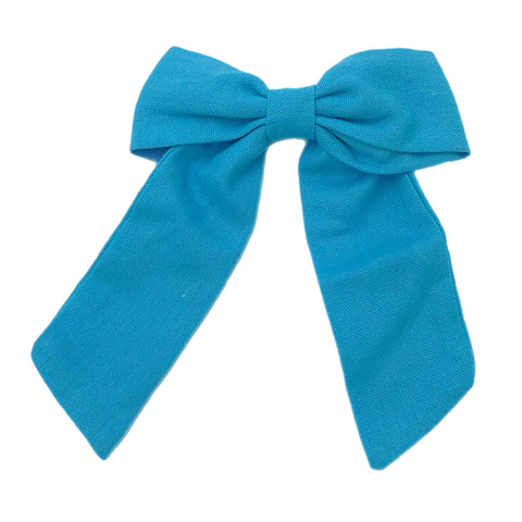 Carolina Blue Long Tail Linen Bow