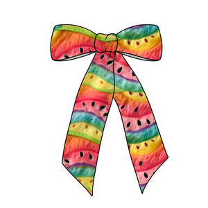 Watermelon Waves Long Tail Fabric Bow
