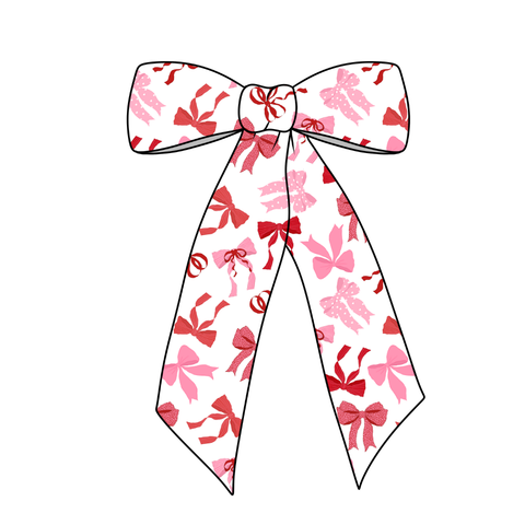 (Pre-Order) Valentine Coquette Bows Long Tail Fabric Bow