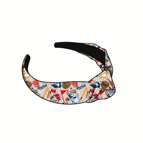 Blue Pup Baseball Knotted Headband