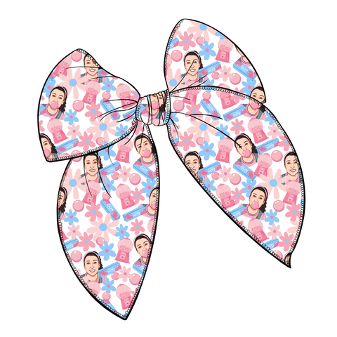 The Bubblegum Song Large Serged Edge Pre-Tied Fabric Bow