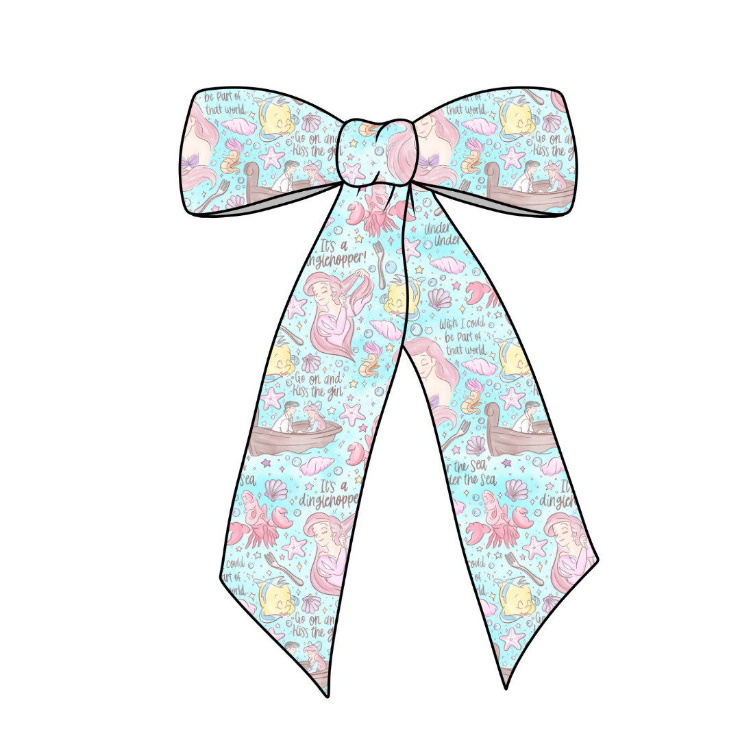 Kiss the girl Long Tail Fabric Bow