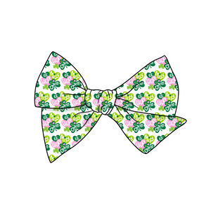 Lil' Miss Lucky Charm 5" Pre-Tied Fabric Bow