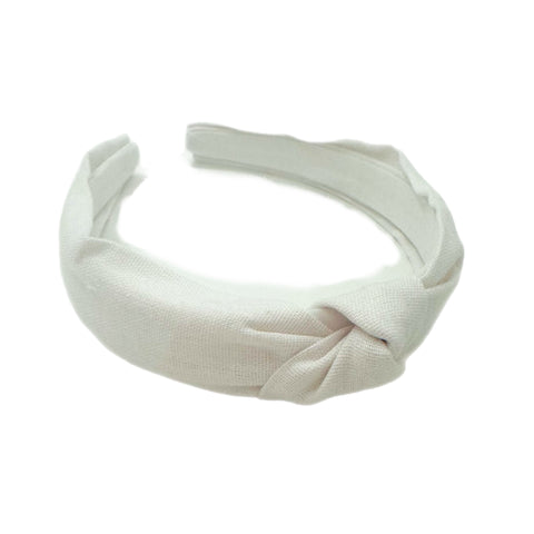 Off White Linen Knotted Headband