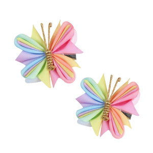 Ribbon Pastel Rainbow Butterfly Alligator Clips (Set of 2)